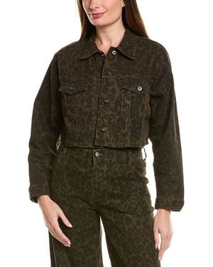 Vintage Havana Stretch Denim Crop Jacket - Green