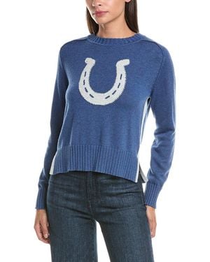 Hannah Rose Cashmere-Blend Horseshoe Jumper - Blue