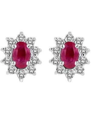 Diana M. Jewels Fine Jewellery 14k 0.70 Ct. Tw. Diamond & Ruby Earrings - Pink
