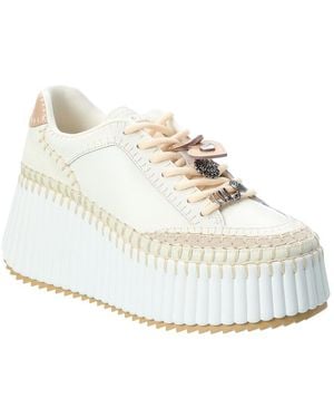 Chloé Nama Leather Wedge Sneaker - White