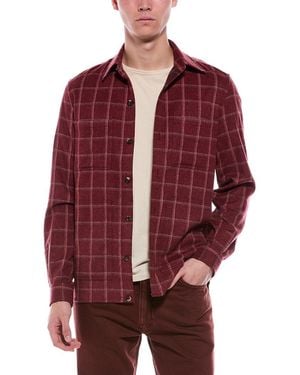 Isaia Wool & Cashmere-Blend Shirt - Red