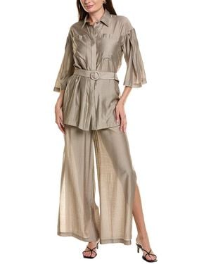 BGL 2Pc Blouse & Pant Set - Natural
