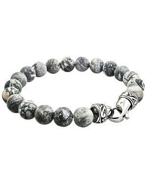 Jane Basch Steel Jasper Bead Bracelet - White