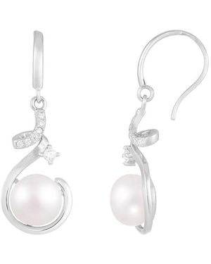 Splendid 8Mm Pearl Cz Earrings - White