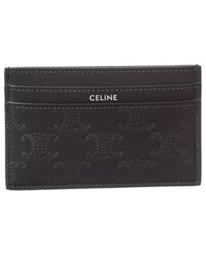 Celine Logo Leather Card Case - Black