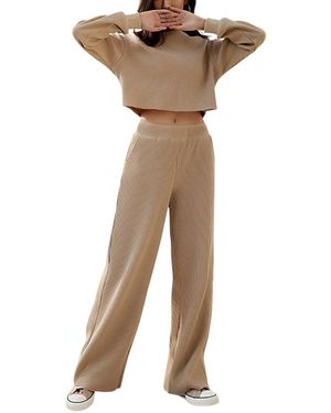 Emma way 2Pc Sweatshirt & Pant Set - Natural