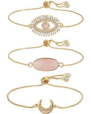 Eye Candy LA Jules Cz 3pc Bolo Bracelet Set - White