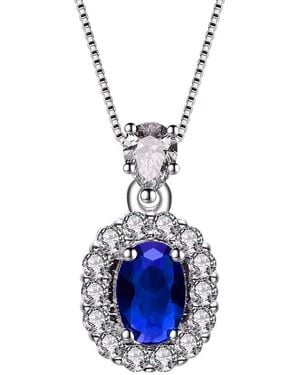 Genevive Jewelry Silver Cz Pendant - Blue