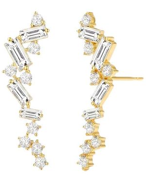 Liv Oliver 18K Plated Cz Stardust Baguette Earrings - Metallic