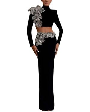 AMINA GLAM 2Pc Blouse & Skirt Set - Black