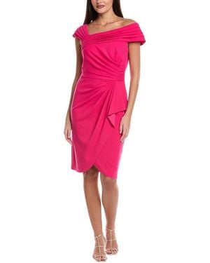 Tadashi Shoji Drape Pleated Sheath Dress - Pink