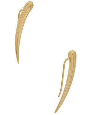 Italian Gold 10K Polished Tusk Climber Earrings - White