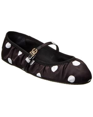 Dolce & Gabbana Satin Ballet Flats With Polka Dot Pattern - Black