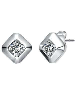 Rachel Glauber Plated Cz Square Earrings - Metallic
