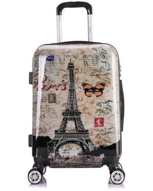 InUSA Paris Prints Lightweight Hardside Spinner 20 Inch - White