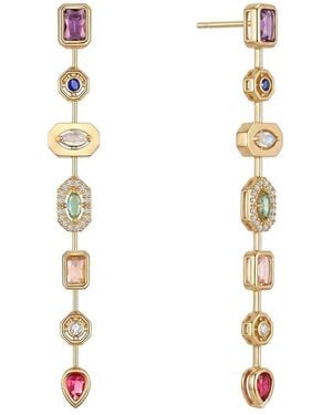 Liv Oliver 18K Plated 10.95 Ct. Tw. Quartz Earrings - White