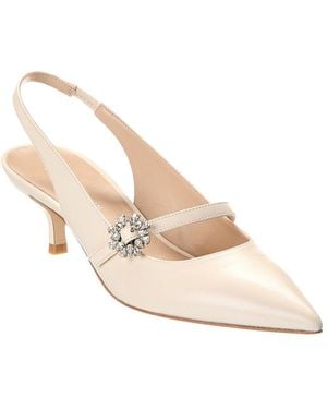 Stuart Weitzman Aura Mary Jane Leather Slingback Pump - Natural