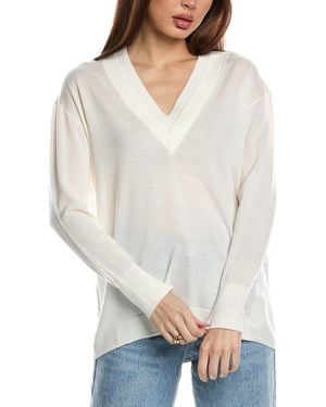 AllSaints Bern V-Neck Wool Jumper - White