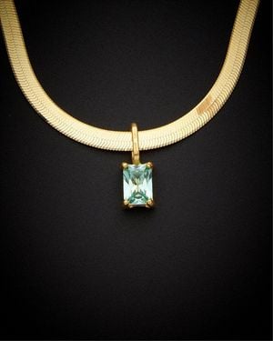 Italian Gold Over Silver 18K 1.00 Ct. Tw. Birthstone Herringbone Necklace - Black