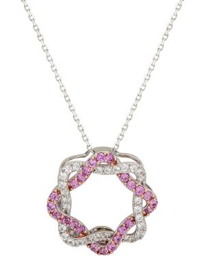 Suzy Levian Silver 0.02 Ct. Tw. Diamond & Sapphire Circle Pendant - Pink