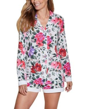 Cosabella Bella Printed Comfort Top & Boxer Set - Red