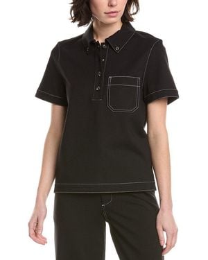 Rag & Bone Irina Contrast Stitch Polo Shirt - Black