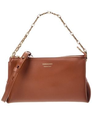 Ferragamo Gancini Mini Leather Shoulder Bag - Brown