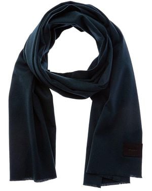 Vince Double-Face Solid Leather-Trim Wool & Cashmere-Blend Scarf - Blue