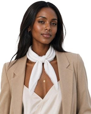 Blue Pacific Solid Cashmere-Blend Neckerchief - White