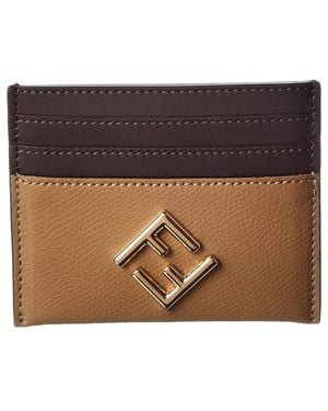 Fendi Ff Diamonds Leather Card Holder - Brown