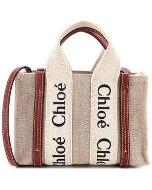 Chloé Canvas & Leather Woody Convertible Tote Mini (Authentic Pre-Loved) - Pink