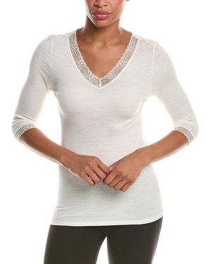Hanro Woollen Lace Wool & Silk-Blend Top - White