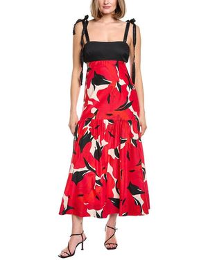 AMUR Selna Silk-blend Midi Dress - Red