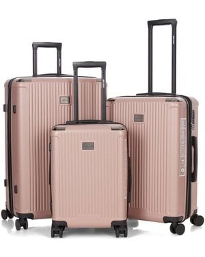 Roberto Cavalli 3pc Expandable Softcase Luggage Set - Pink