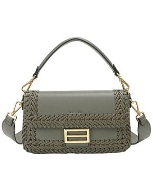 Tiffany & Fred Paris Italian Leather Hand-Woven Shoulder Bag - Metallic
