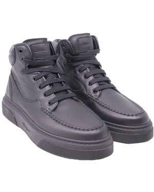 Ferragamo Leather Salvatore Cassina High-Top Sneaker (Authentic Pre-Loved) - Gray