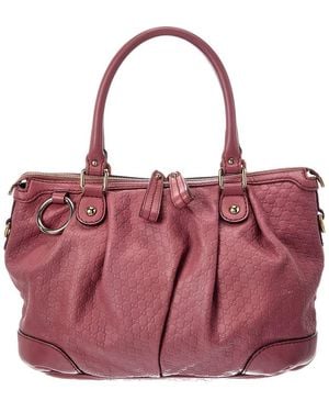 Gucci Pink Lambskin Leather Ssima GG Tote (authentic Pre-loved) - Red