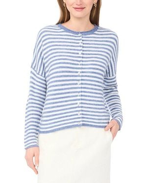 Vince Camuto Striped Rollneck Spring Cardigan - Blue