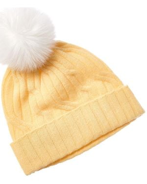 Hannah Rose Wide Cable Cashmere Hat - Natural