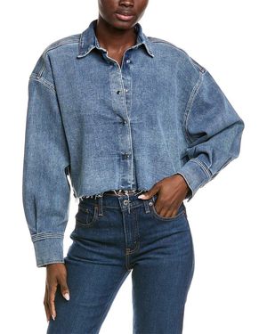 7 For All Mankind Cropped Shirt - Blue