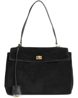 Tiffany & Fred Paris Suede Top Handle Tote - Black