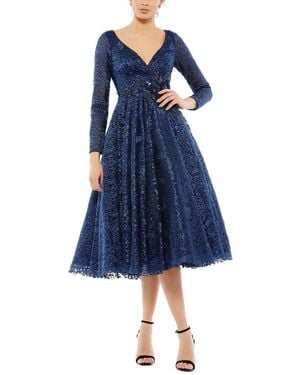 Mac Duggal Tea Length Dress - Blue