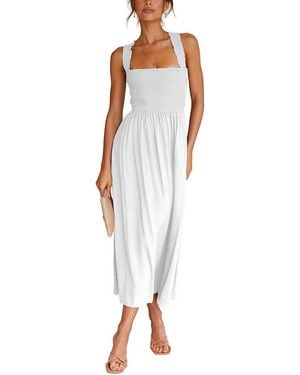 LEON GORI Solid Midi Dress - White