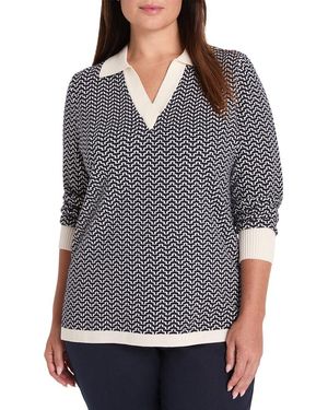 NIC+ZOE Plus Two Tone Jacquard Jumper - Grey