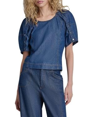DKNY Puff Button Sleeve Top - Blue