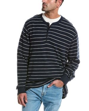 Todd Synder X Champion Lightweight Stripe Mini Waffle Henley - Blue