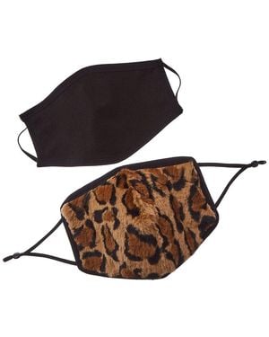 Adrienne Landau 2Pc Face Warmer & Cloth Face Mask Set - Brown