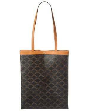 Celine Triomphe Medium Canvas & Leather Tote - Black