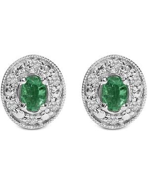 Haus of Brilliance Colourful Gemstones 14K 0.50 Ct. Tw. Diamond & Emerald Stud Earrings - Green
