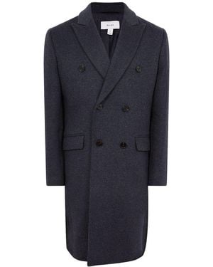 Reiss Reflection Wool-Blend Overcoat - Blue
